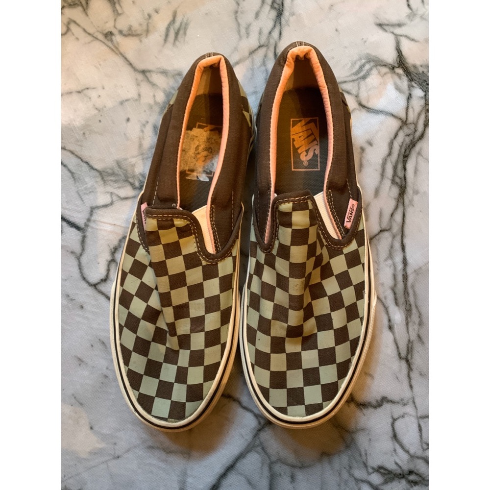 Pink & Brown Check Slip-on Vans (9L/7.5M)